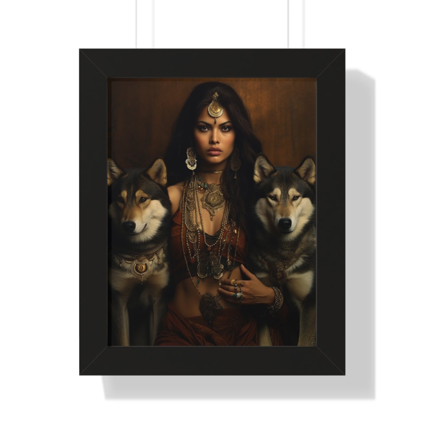 Framed Vertical Poster, Custom Made Art, Indian Culture, Home Decoration, Hanging Art, Wall Art, Wolf Cubs, Wolves