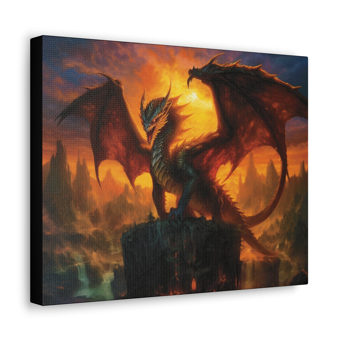 Fantasy Fire Dragon Canvas Wall Art Home Decoration Custom Design Print Artwork Enchantment