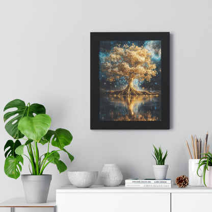 "The Last Tree: Celestial Dreamscape Framed Poster"