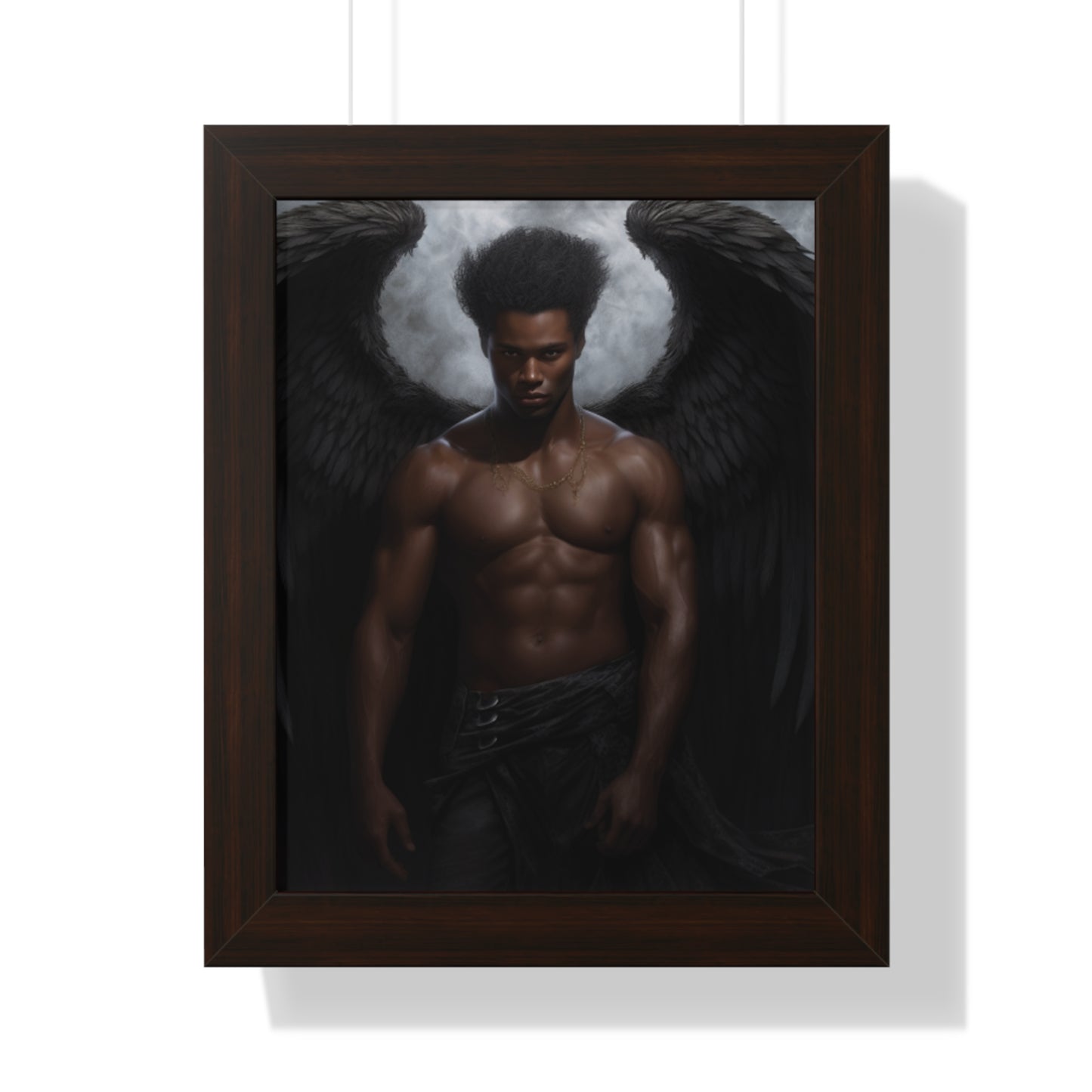 Framed Vertical Poster, Deep Art, Angel, Dark Angel, Custom Art, Original Design, Wings, Message Art, Unique Art