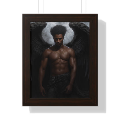 Framed Vertical Poster, Deep Art, Angel, Dark Angel, Custom Art, Original Design, Wings, Message Art, Unique Art