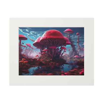 The Mushroom's Secret: Intriguing Poster Revealing a Magical Realm. Fine Art Prints (Passepartout Paper Frame)