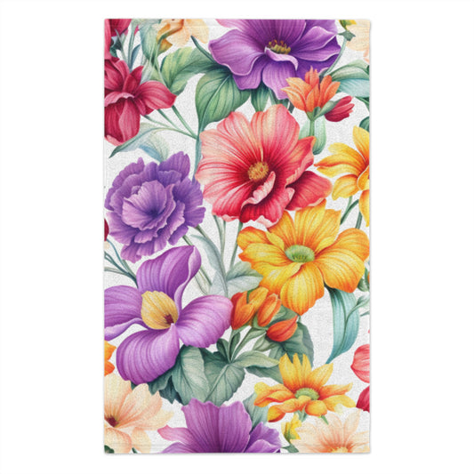 Rally Towel, 11x18, Beautiful, Flowers, Soft, Towel, For Bathroom, Beach, Swimming, Multipurpose Towel, Cotton Fabric, Mink Polyester