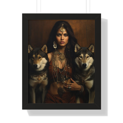 Framed Vertical Poster, Custom Made Art, Indian Culture, Home Decoration, Hanging Art, Wall Art, Wolf Cubs, Wolves