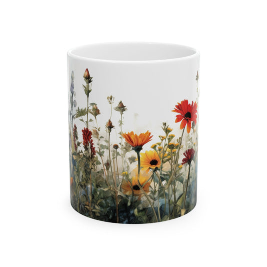 Custom Flower Mug 11oz, Spring, Flowers, Coffee cup, Tea cup, Custom design, Unique, Gift