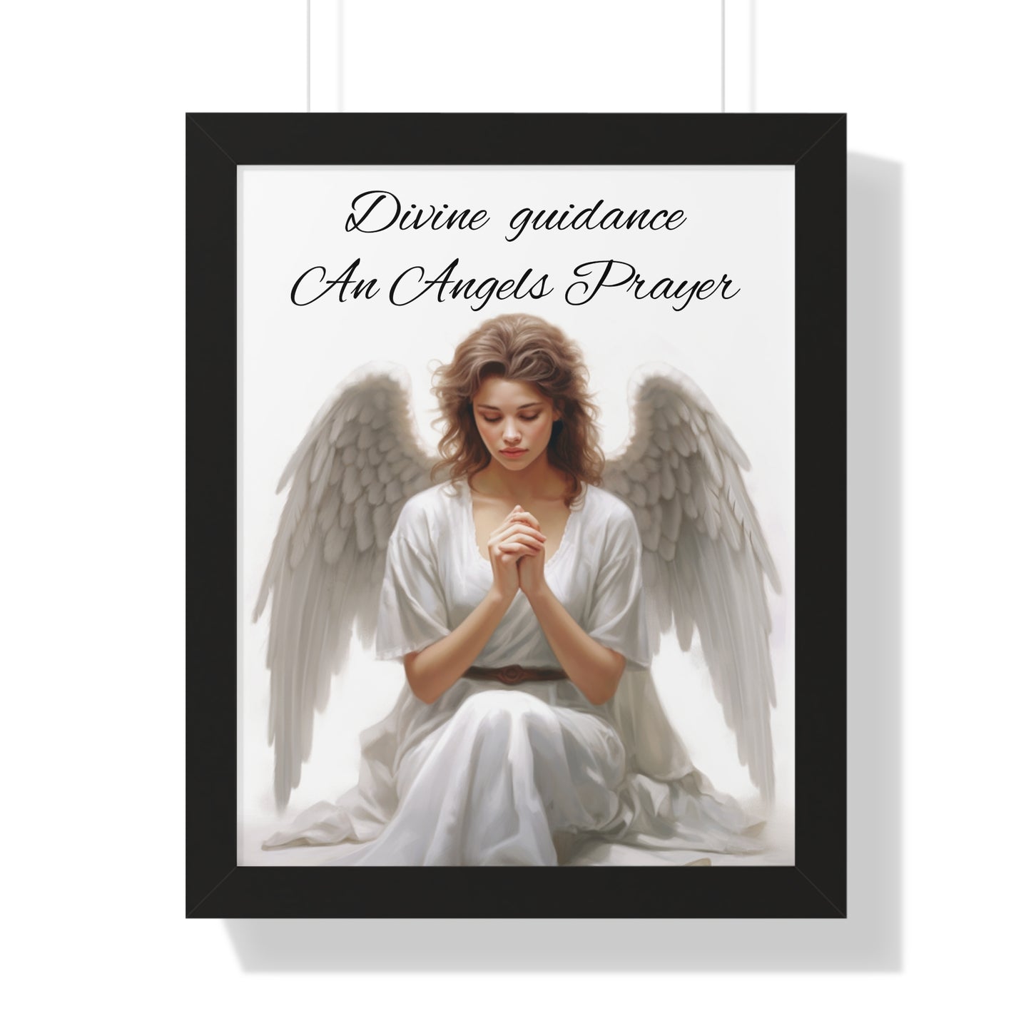 Framed Vertical Poster Religious Artwork Wall art Church Angel Wings Prayer Realistic Art God Heaven Inspired Grace Custom Design