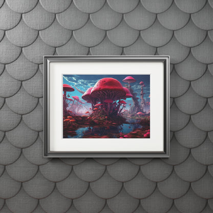 The Mushroom's Secret: Intriguing Poster Revealing a Magical Realm. Fine Art Prints (Passepartout Paper Frame)