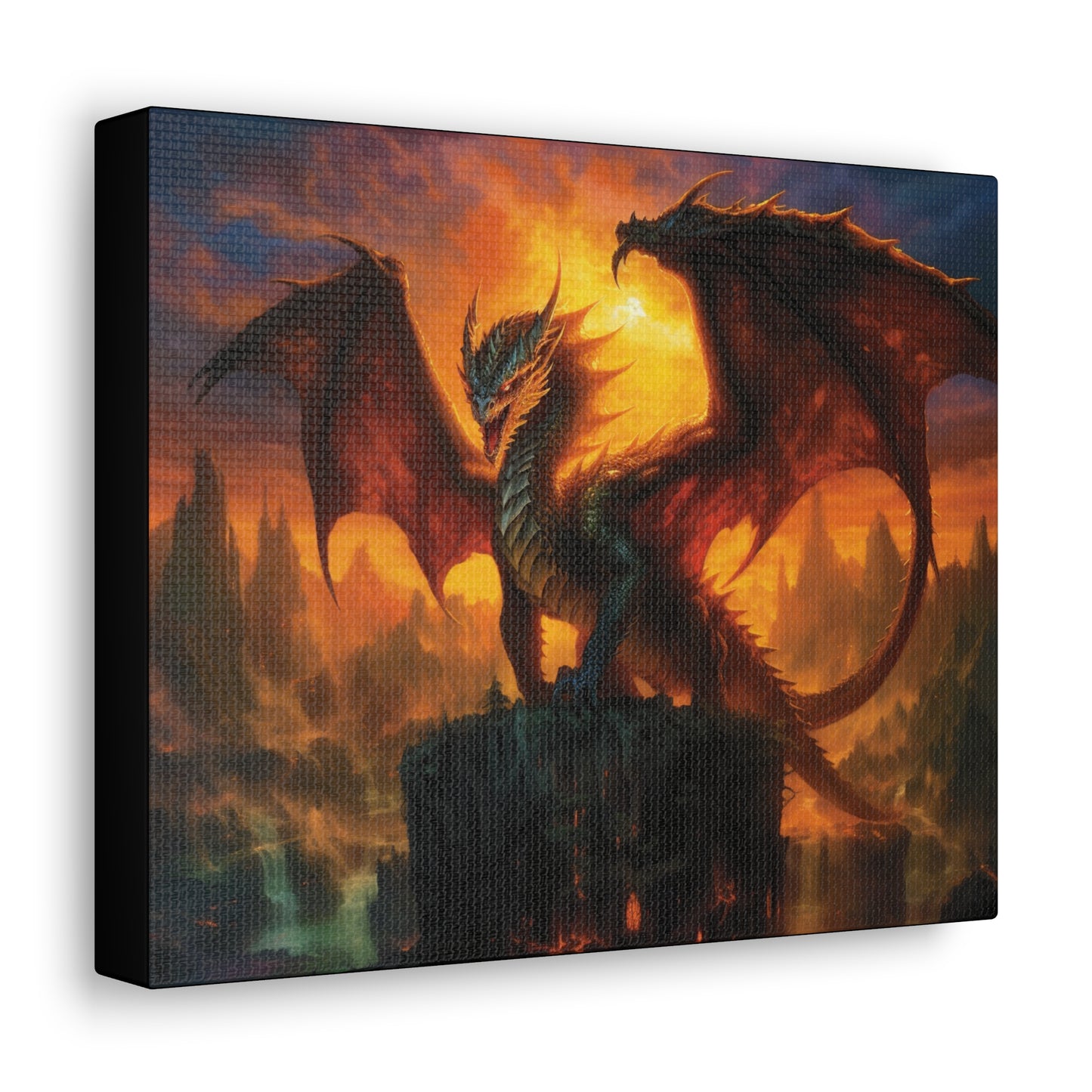 Fantasy Fire Dragon Canvas Wall Art Home Decoration Custom Design Print Artwork Enchantment