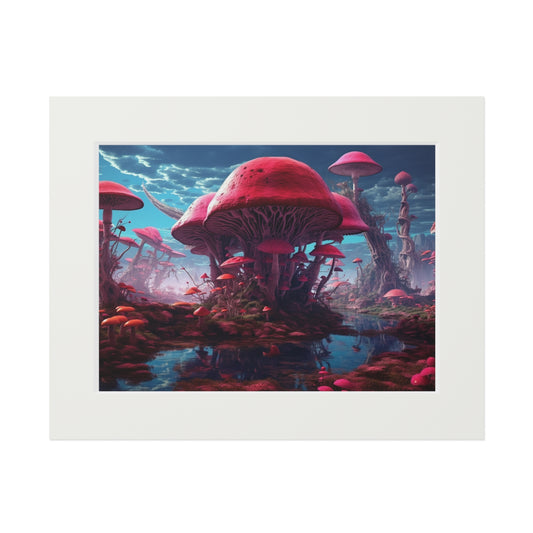 The Mushroom's Secret: Intriguing Poster Revealing a Magical Realm. Fine Art Prints (Passepartout Paper Frame)