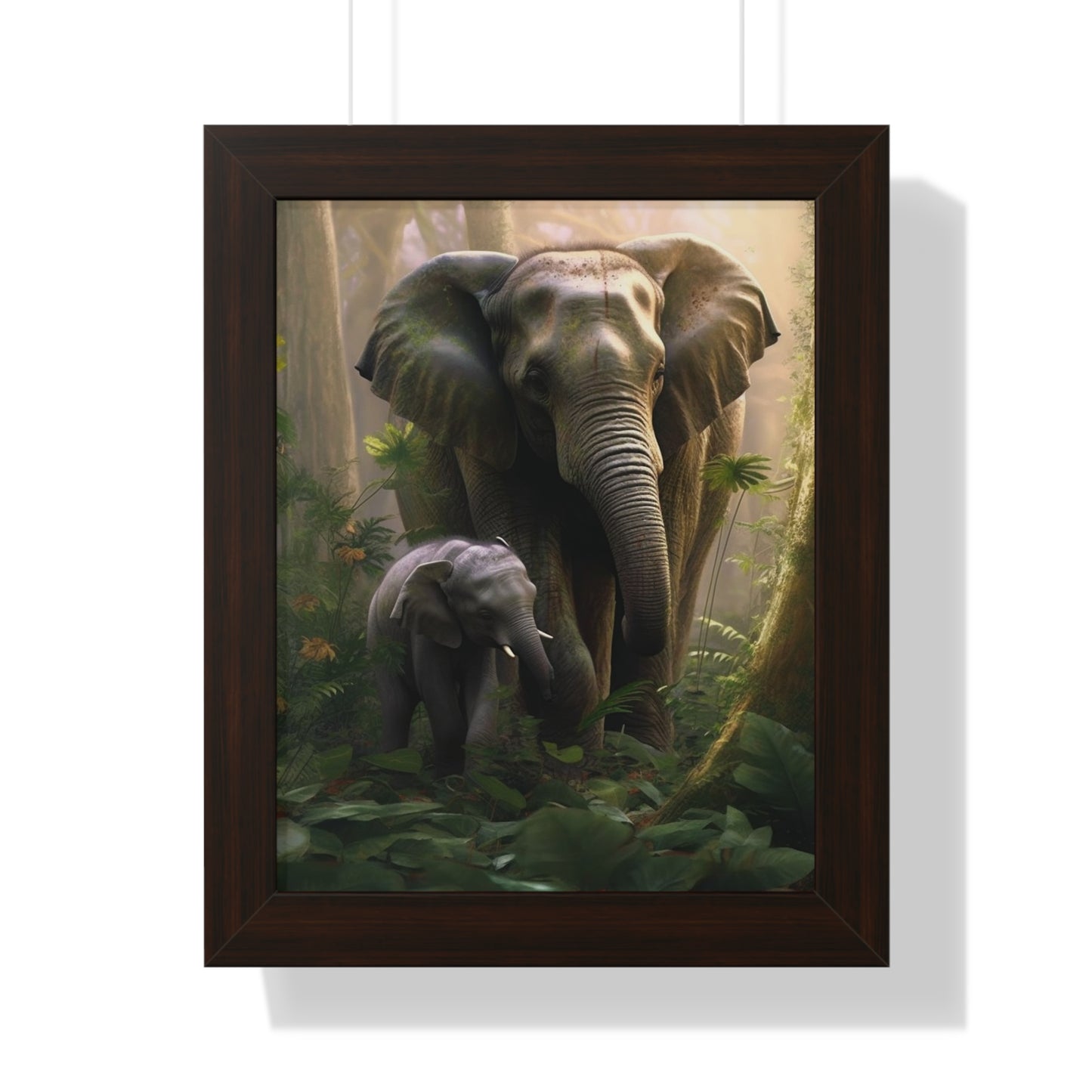 Framed Vertical Poster, Elephant Poster, Baby Elephant, Original Art, Custom, Designed, Artwork, Nature, Animals Art, Jungle Art