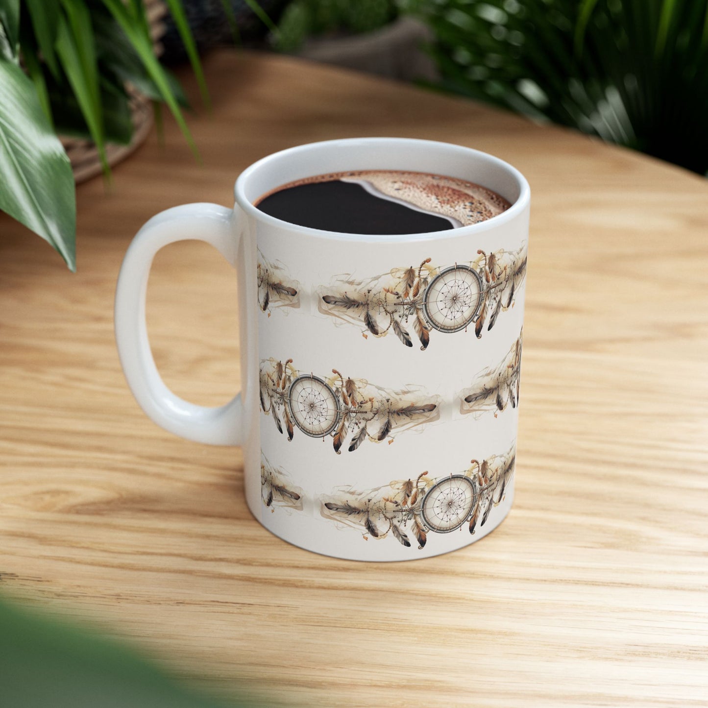 Coffee Cup Mug Pressed Dreamcatcher Ceramic Mug Art Custom Design Great Gift Indian Art