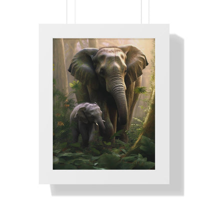 Framed Vertical Poster, Elephant Poster, Baby Elephant, Original Art, Custom, Designed, Artwork, Nature, Animals Art, Jungle Art