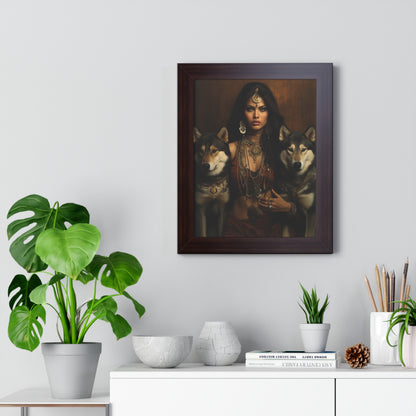 Framed Vertical Poster, Custom Made Art, Indian Culture, Home Decoration, Hanging Art, Wall Art, Wolf Cubs, Wolves