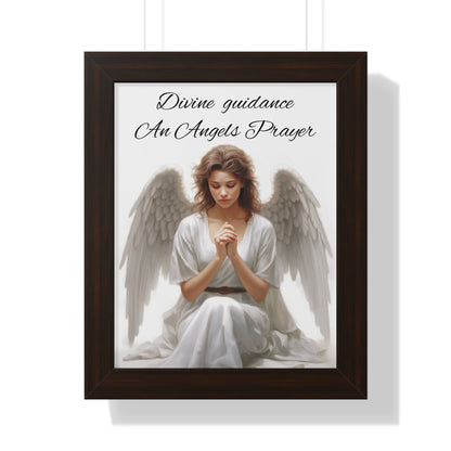 Framed Vertical Poster Religious Artwork Wall art Church Angel Wings Prayer Realistic Art God Heaven Inspired Grace Custom Design