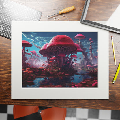 The Mushroom's Secret: Intriguing Poster Revealing a Magical Realm. Fine Art Prints (Passepartout Paper Frame)