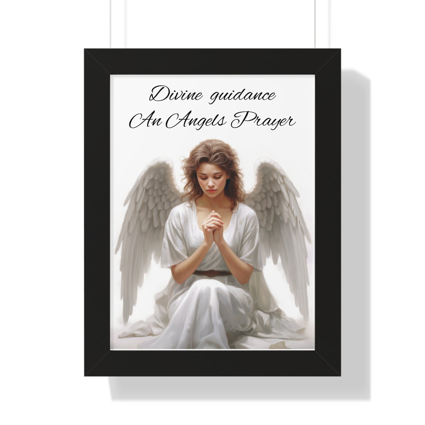 Framed Vertical Poster Religious Artwork Wall art Church Angel Wings Prayer Realistic Art God Heaven Inspired Grace Custom Design