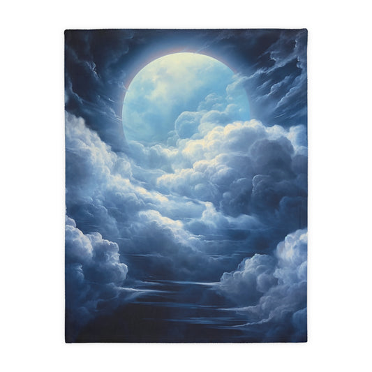 Velveteen Minky Blanket (Two-sided print), Soft Comfortable, Custom Design, Moon, Night, Stars, Moonlight, Bedroom