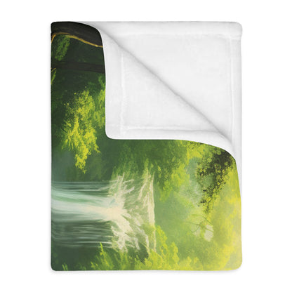 Velveteen Minky Blanket (Two-sided print), Waterfall, Jungle, Rainforest, Custom Designed, Comfortable, Plush Blanket, Bed, Snuggle Blankie