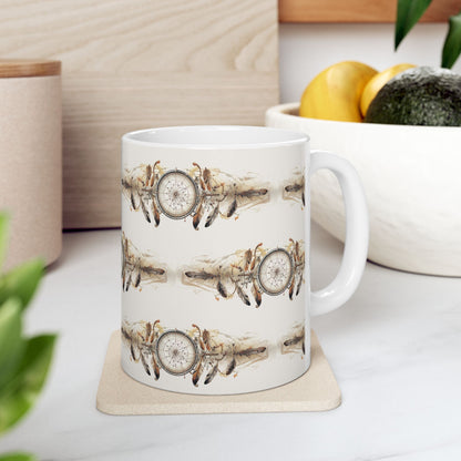 Coffee Cup Mug Pressed Dreamcatcher Ceramic Mug Art Custom Design Great Gift Indian Art