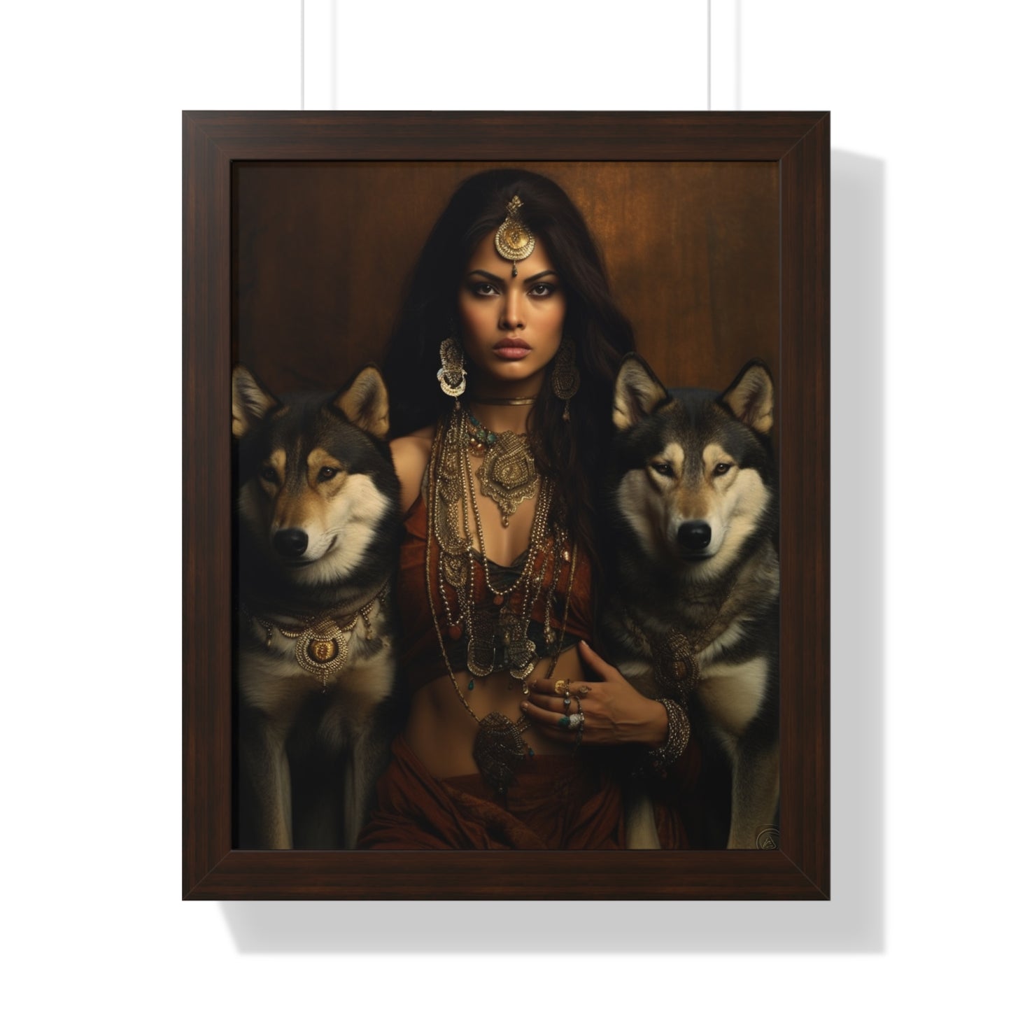 Framed Vertical Poster, Custom Made Art, Indian Culture, Home Decoration, Hanging Art, Wall Art, Wolf Cubs, Wolves