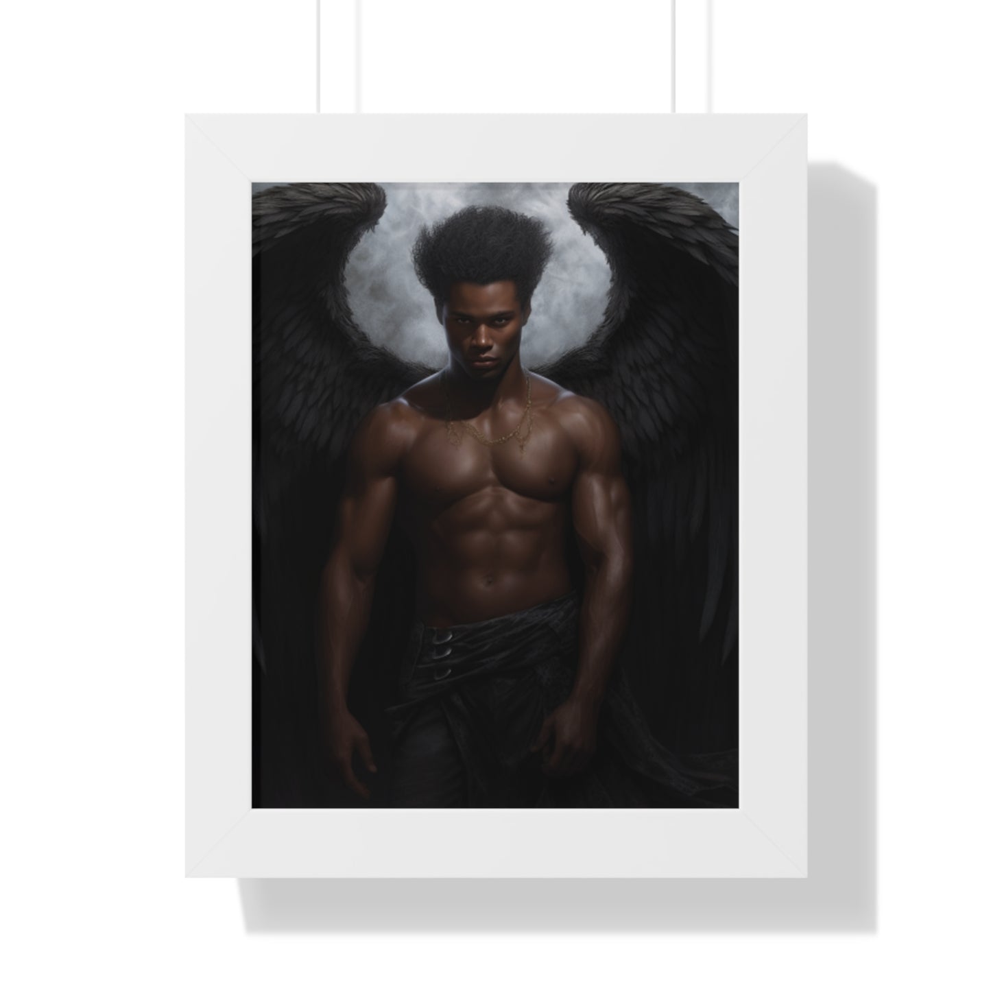 Framed Vertical Poster, Deep Art, Angel, Dark Angel, Custom Art, Original Design, Wings, Message Art, Unique Art