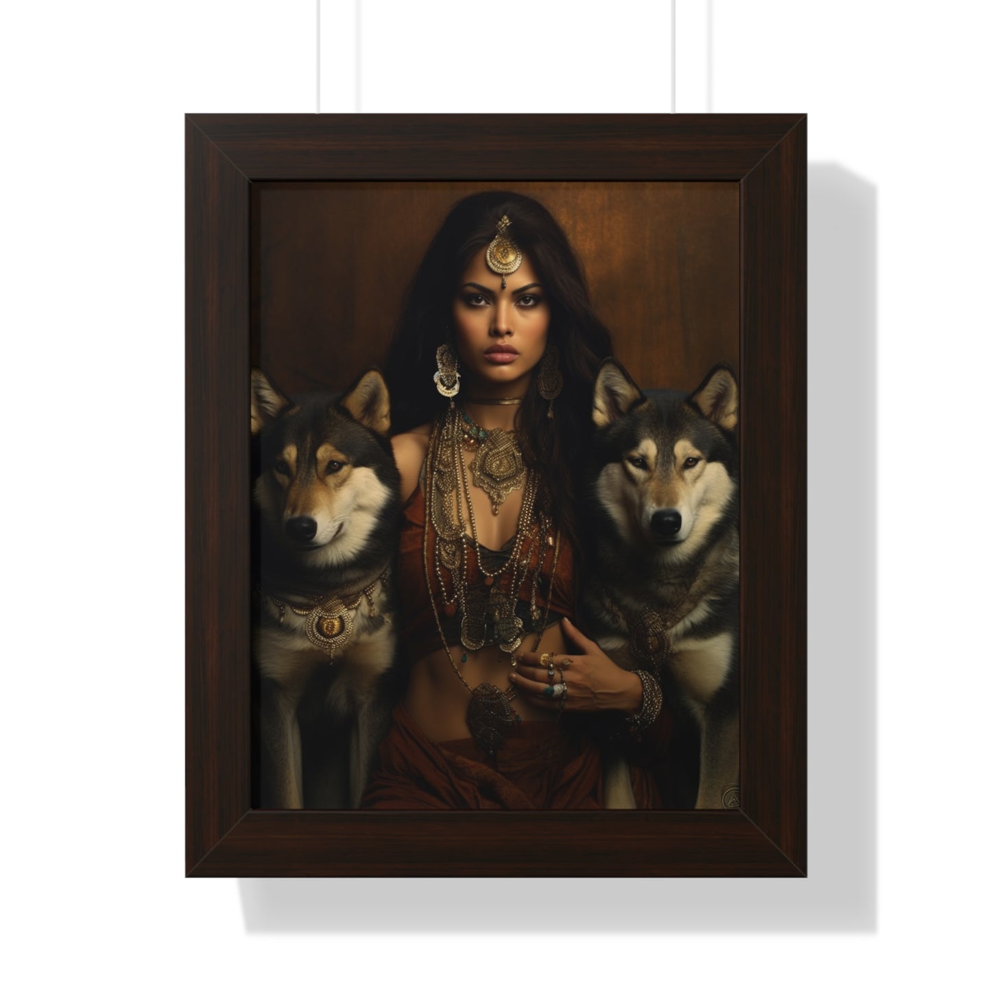 Framed Vertical Poster, Custom Made Art, Indian Culture, Home Decoration, Hanging Art, Wall Art, Wolf Cubs, Wolves