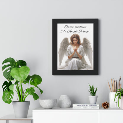 Framed Vertical Poster Religious Artwork Wall art Church Angel Wings Prayer Realistic Art God Heaven Inspired Grace Custom Design