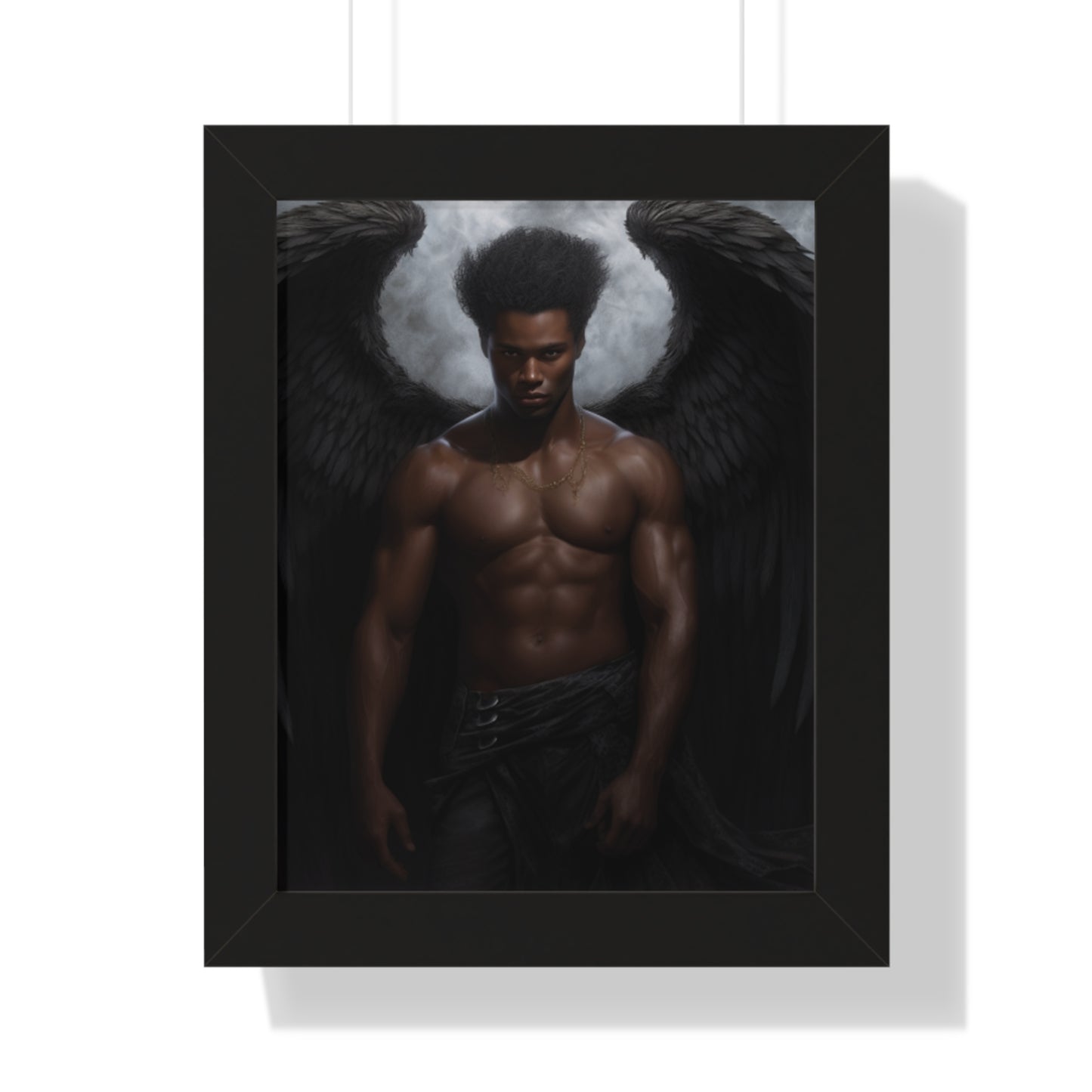 Framed Vertical Poster, Deep Art, Angel, Dark Angel, Custom Art, Original Design, Wings, Message Art, Unique Art