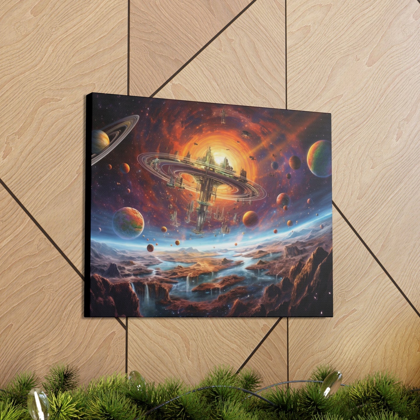 "Interstellar Enclave: Where the Universe Unfolds" Canvas Wall Art