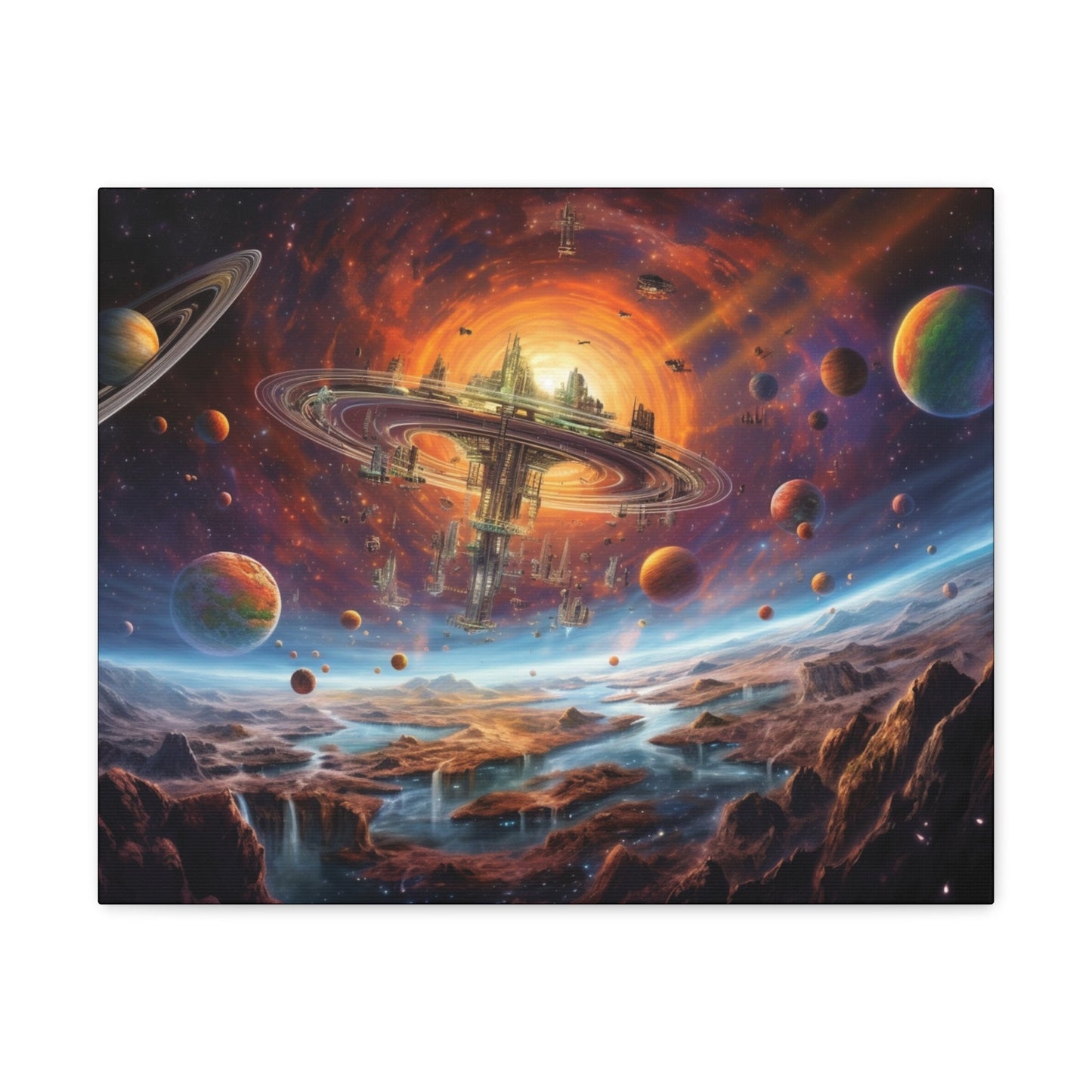 "Interstellar Enclave: Where the Universe Unfolds" Canvas Wall Art