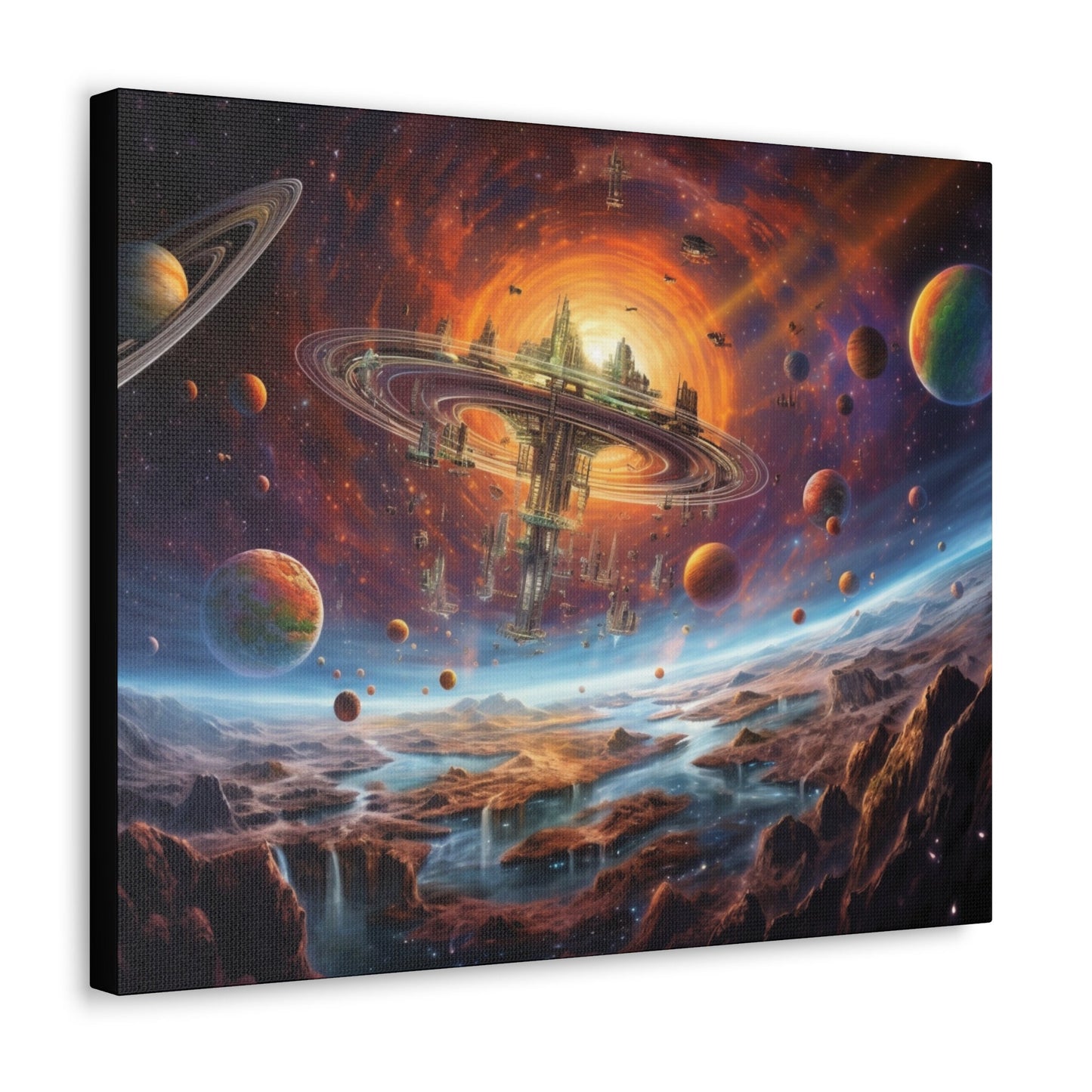 "Interstellar Enclave: Where the Universe Unfolds" Canvas Wall Art