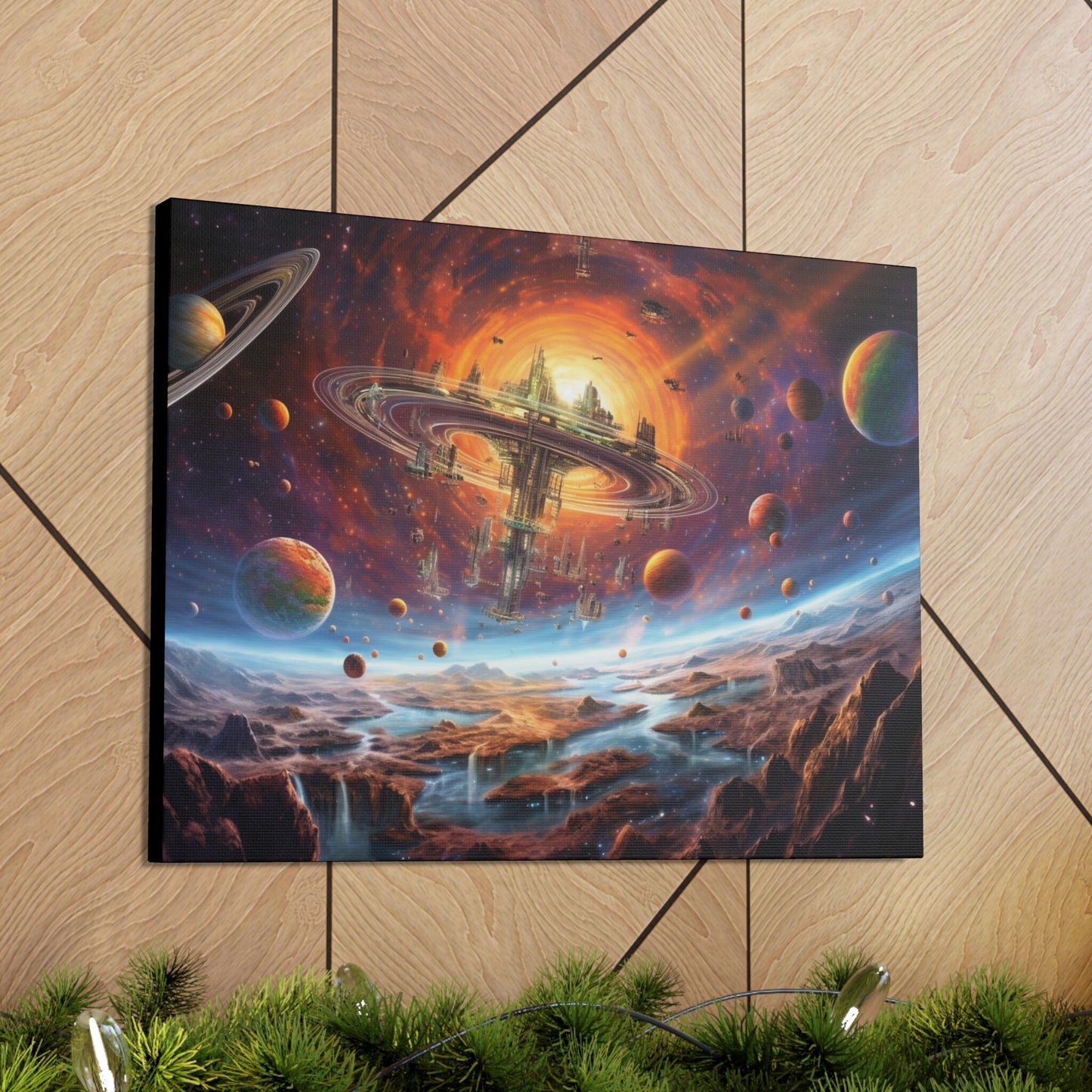 "Interstellar Enclave: Where the Universe Unfolds" Canvas Wall Art