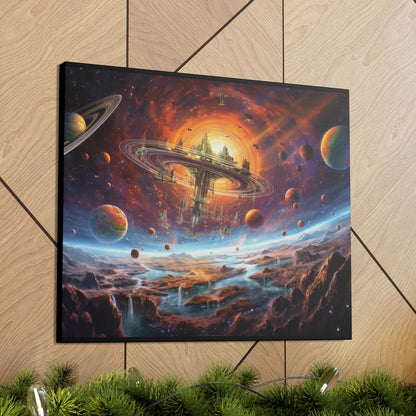 "Interstellar Enclave: Where the Universe Unfolds" Canvas Wall Art