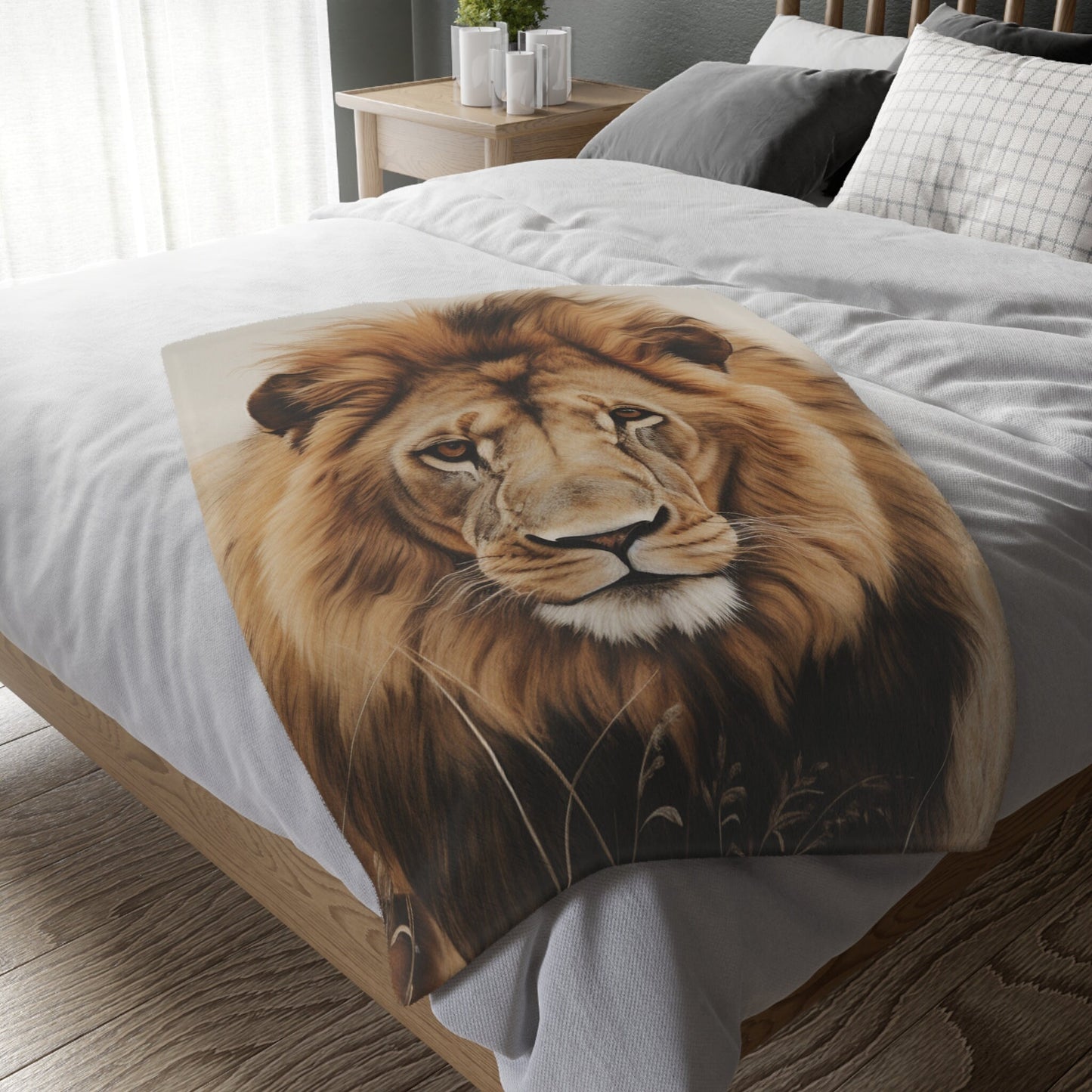 Minky Lion Blanket – Two-Sided Big Cat Safari Comfort