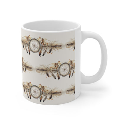 Catching Dreams: Artistic Dreamcatcher Mug – Serenity in Every Sip