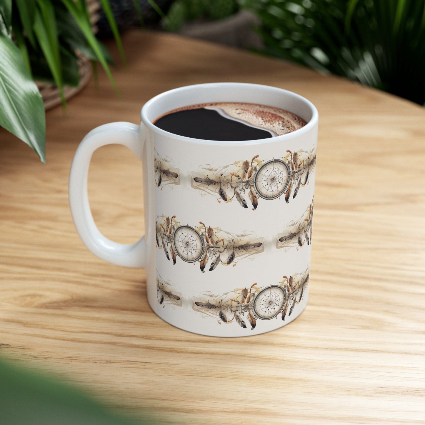 Catching Dreams: Artistic Dreamcatcher Mug – Serenity in Every Sip