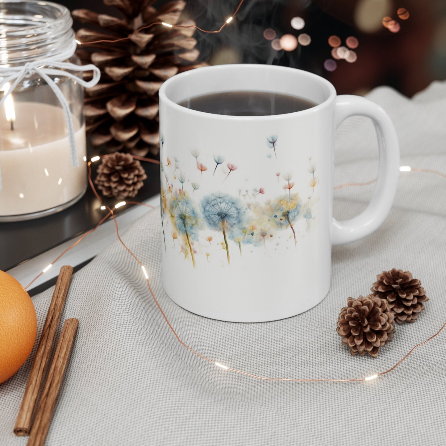 "Whimsical Wishes: Custom Dandelion Mug" – 11oz Ceramic Mug