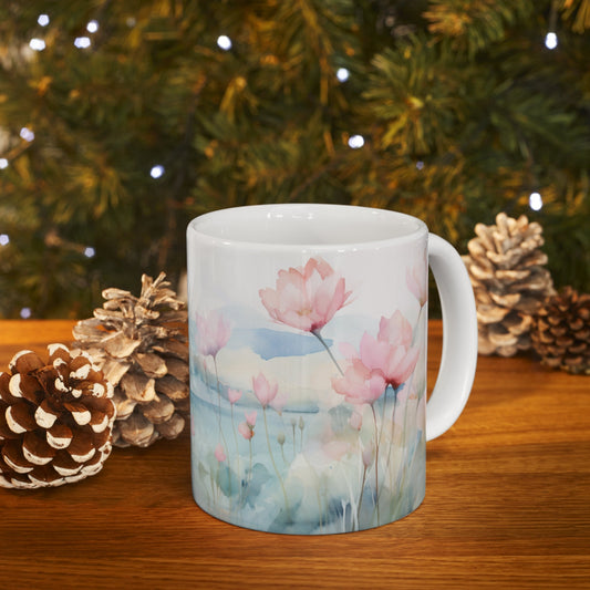 "Whimsical Dreamscape" Watercolor Wildflower Mug