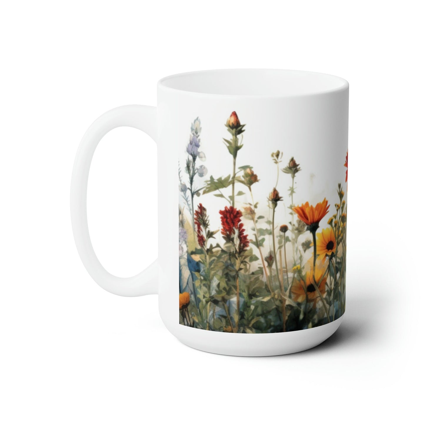 Blooming Beauty: Custom Flower Mug – Personalized 15oz Ceramic Delight