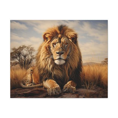 "Lion: King of the Savannah" Premium Canvas Gallery Wrap