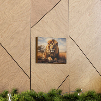 "Lion: King of the Savannah" Premium Canvas Gallery Wrap