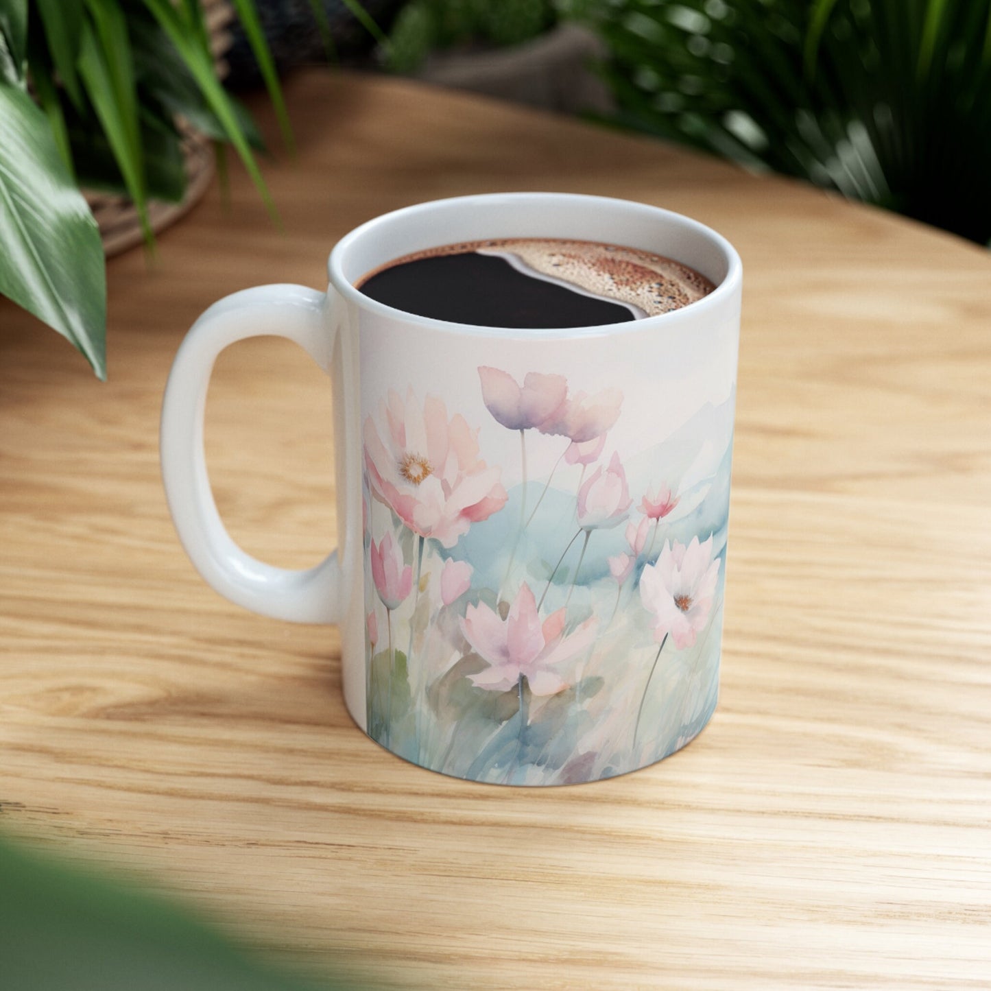 "Whimsical Dreamscape" Watercolor Wildflower Mug