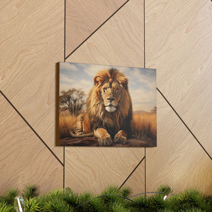 "Lion: King of the Savannah" Premium Canvas Gallery Wrap