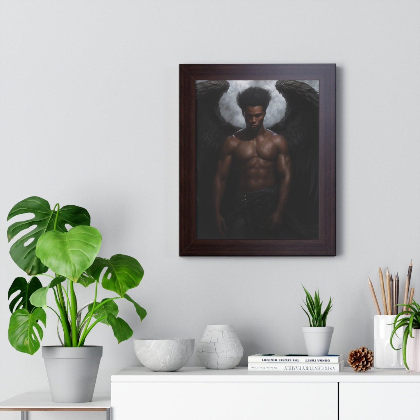 "Wings of Endurance: The Unyielding Angel of Resilience" Framed Artwork