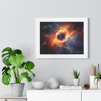 "Supernova Radiance" Framed Horizontal Poster – Celestial Abstract Art