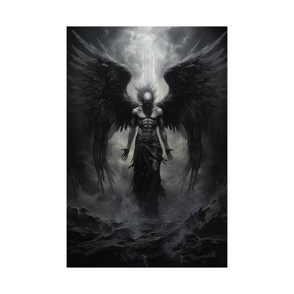 Fallen Grace: Dark Angel Fantasy Art Poster – Captivating Elegance and Mystery