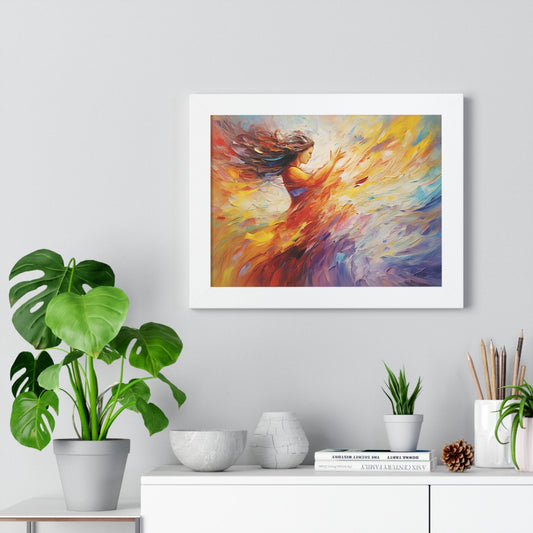 "Radiant Harmony" Dynamic Interplay of Light and Color Framed Artwork