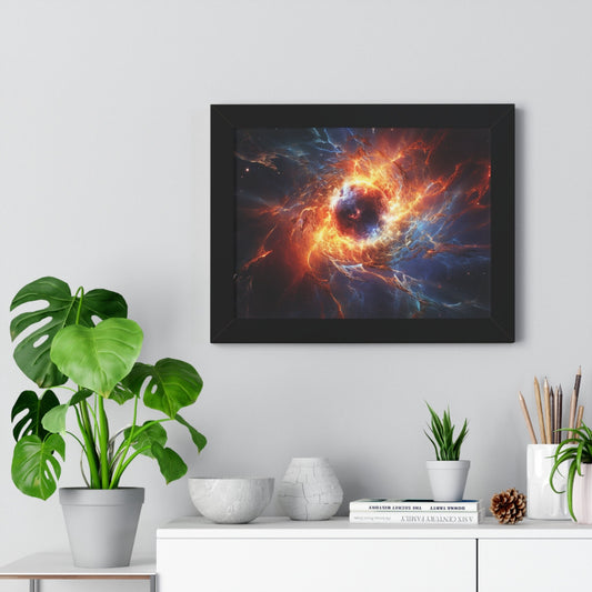 "Supernova Radiance" Framed Horizontal Poster – Celestial Abstract Art