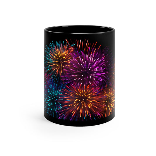 Colorful New Year & Fourth of July Celebration Mug – Fireworks Design for Party Decorations & Gifts