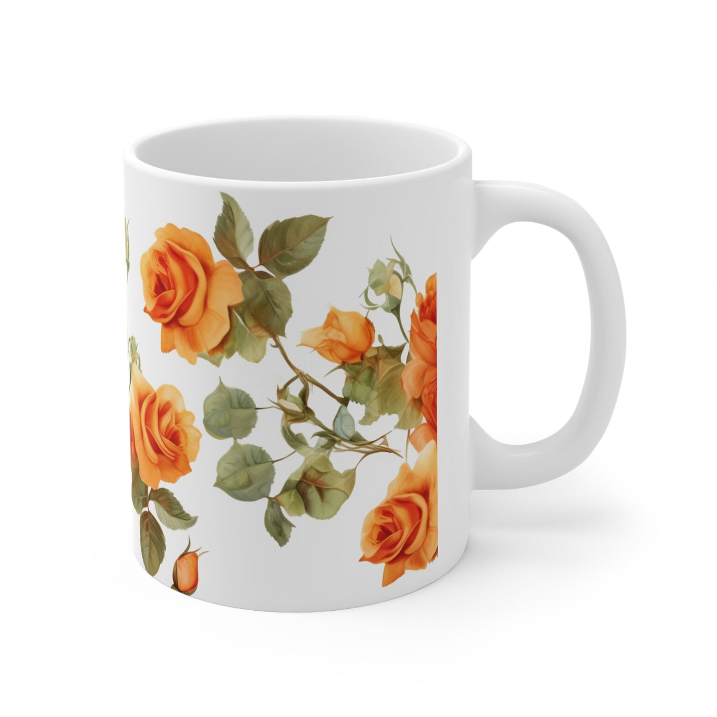 Blooming Elegance: Custom Orange Rose Mug – Personalized 11oz Coffee Cup